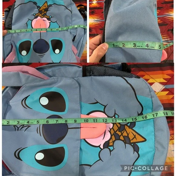 Disney Loungefly Lilo & Stitch Ears Ice Cream Tongue Flap School Blue Backpack - Picture 2 of 7